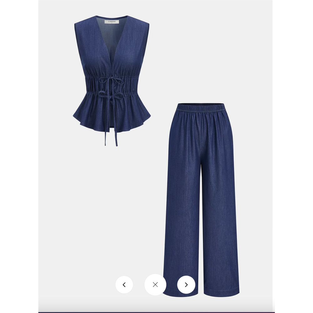 Copied - NWT Commense Faux Denim Tie-Waist Vest & Pants Set Sz M